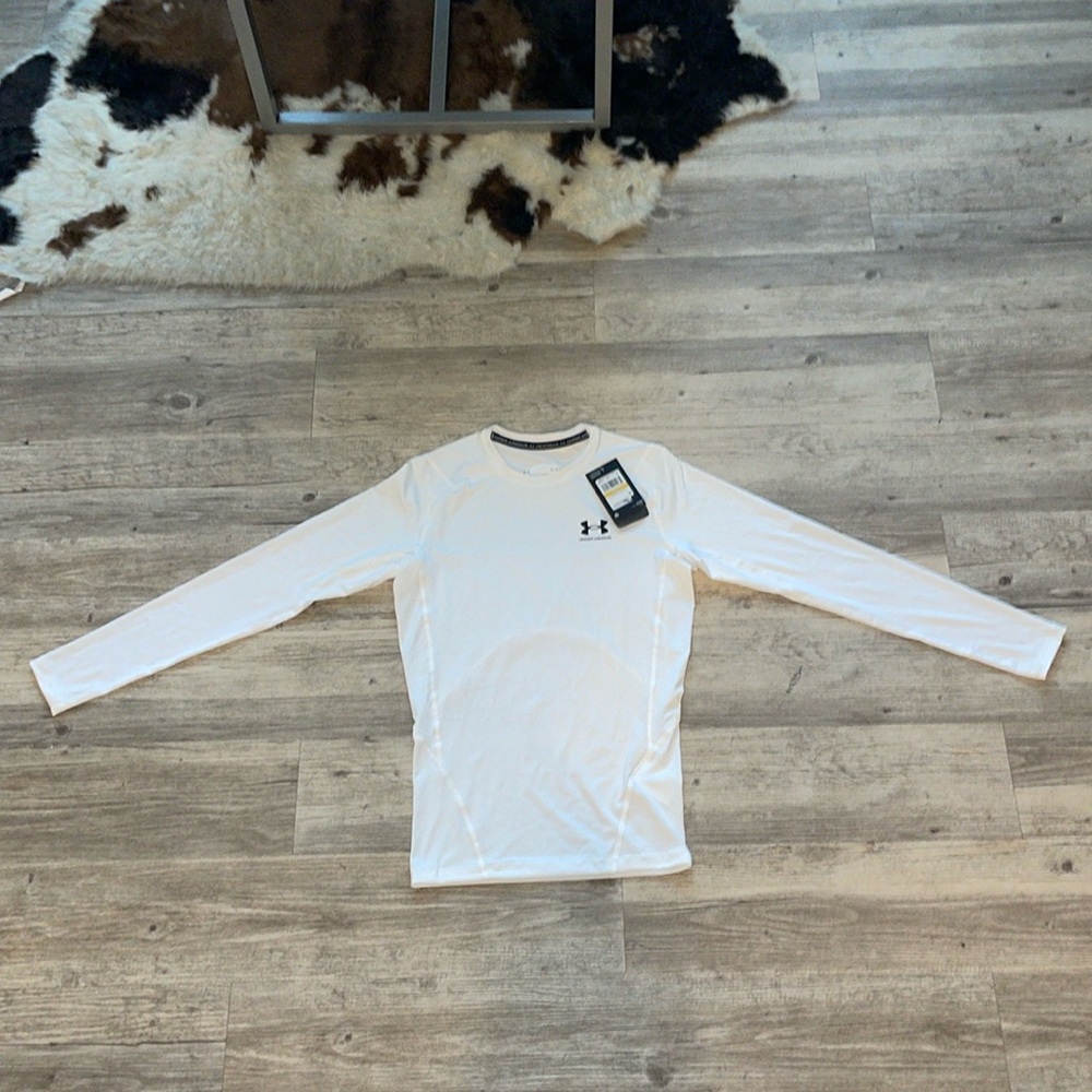 Men’s Under Armour Heat Gear Compression White Long Sleeve Size Medium NWT